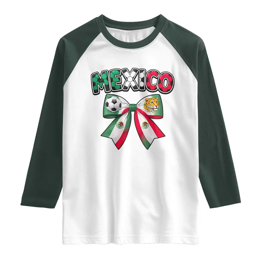 Mexico National Soccer Lover Raglan Shirt Soccer Pride Fan Gift TS12 White Dark Forest Green Print Your Wear