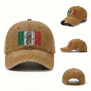 Mexico National Soccer Lover World Washed Cotton Baseball Cap Football Fan Gift TS12 Washed Cap Universal Fit Yellow Ochre Print Your Wear