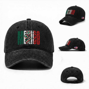 Mexico National Soccer Lover World Washed Cotton Baseball Cap Football Fan Gift TS12 Washed Cap Universal Fit Black Print Your Wear
