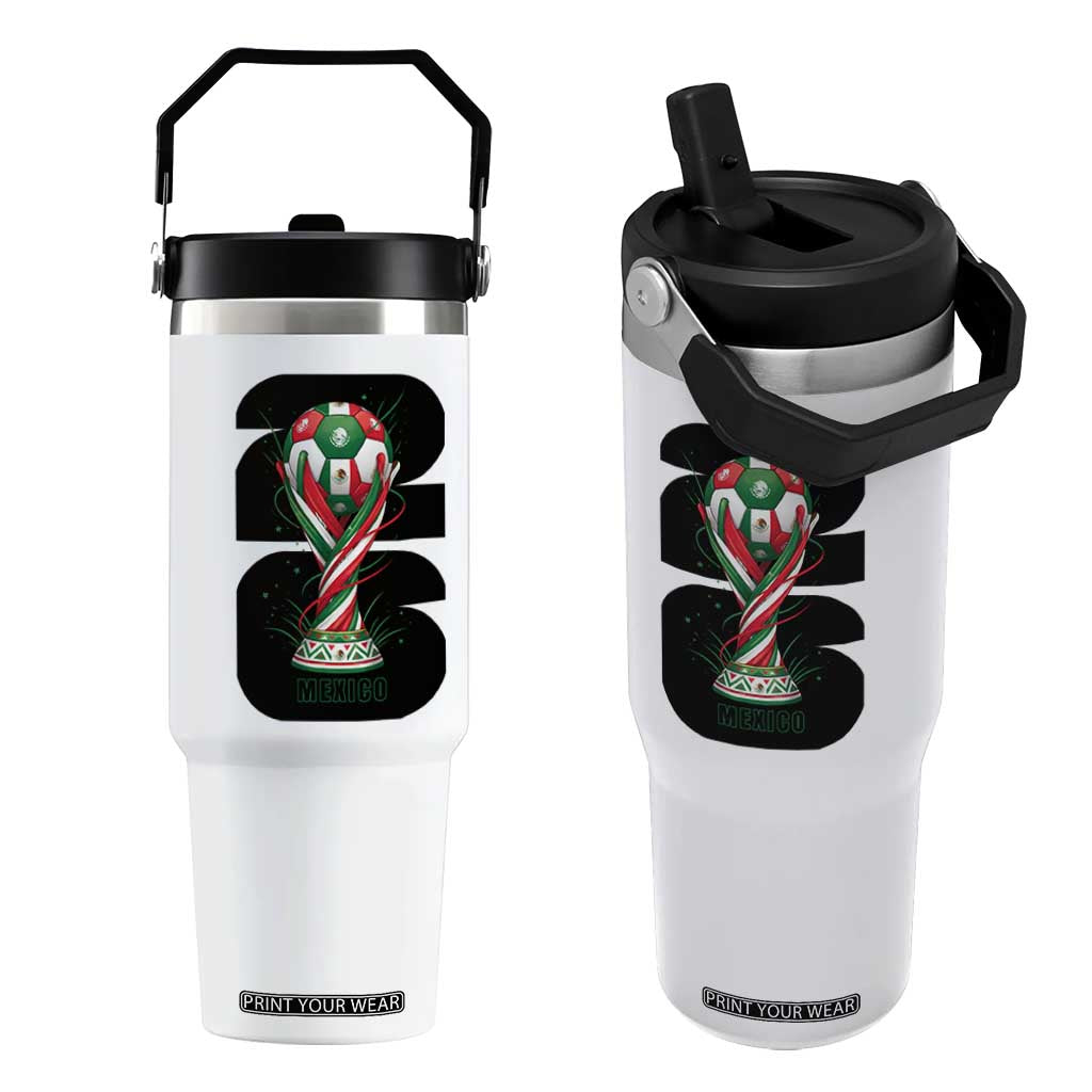 Proud Mexico National Soccer Lover Fan Gift Flip Straw Tumbler TS12 One Size: 30 oz White Print Your Wear