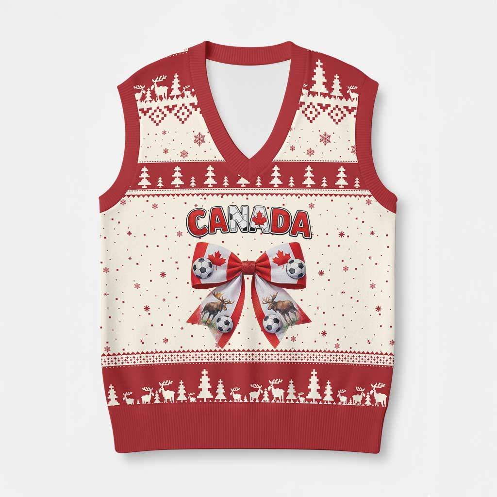 Proud Canadian National Soccer Lover V-Neck Knit Sweater Vest Football Fan Gift TS12 Beige Red Print Your Wear