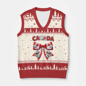 Proud Canadian National Soccer Lover V-Neck Knit Sweater Vest Football Fan Gift TS12 Beige Red Print Your Wear