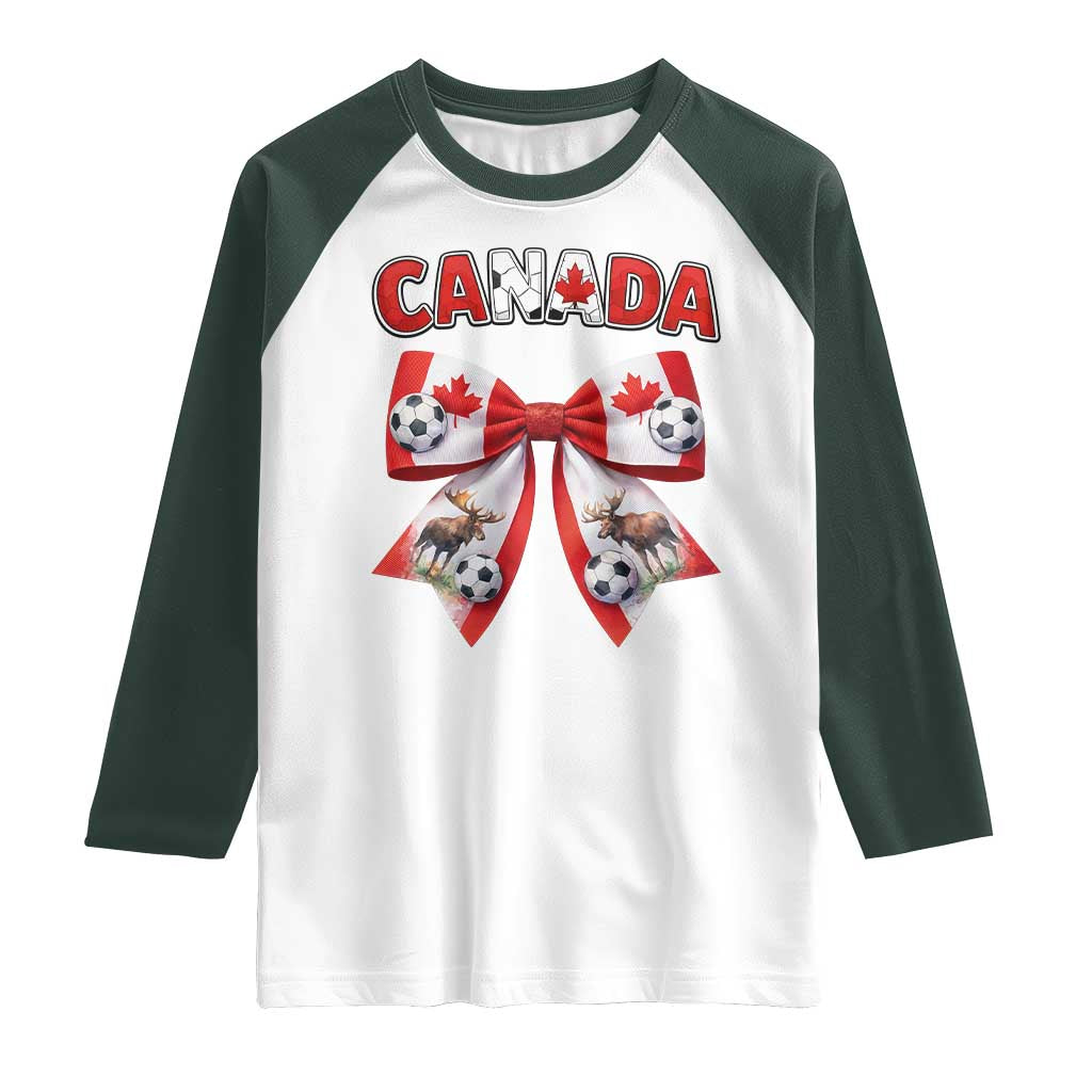 Proud Canadian National Soccer Lover Raglan Shirt Football Fan Gift TS12 White Dark Forest Green Print Your Wear