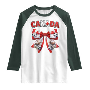 Proud Canadian National Soccer Lover Raglan Shirt Football Fan Gift TS12 White Dark Forest Green Print Your Wear
