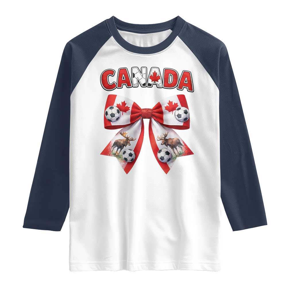 Proud Canadian National Soccer Lover Raglan Shirt Football Fan Gift TS12 White Navy Print Your Wear