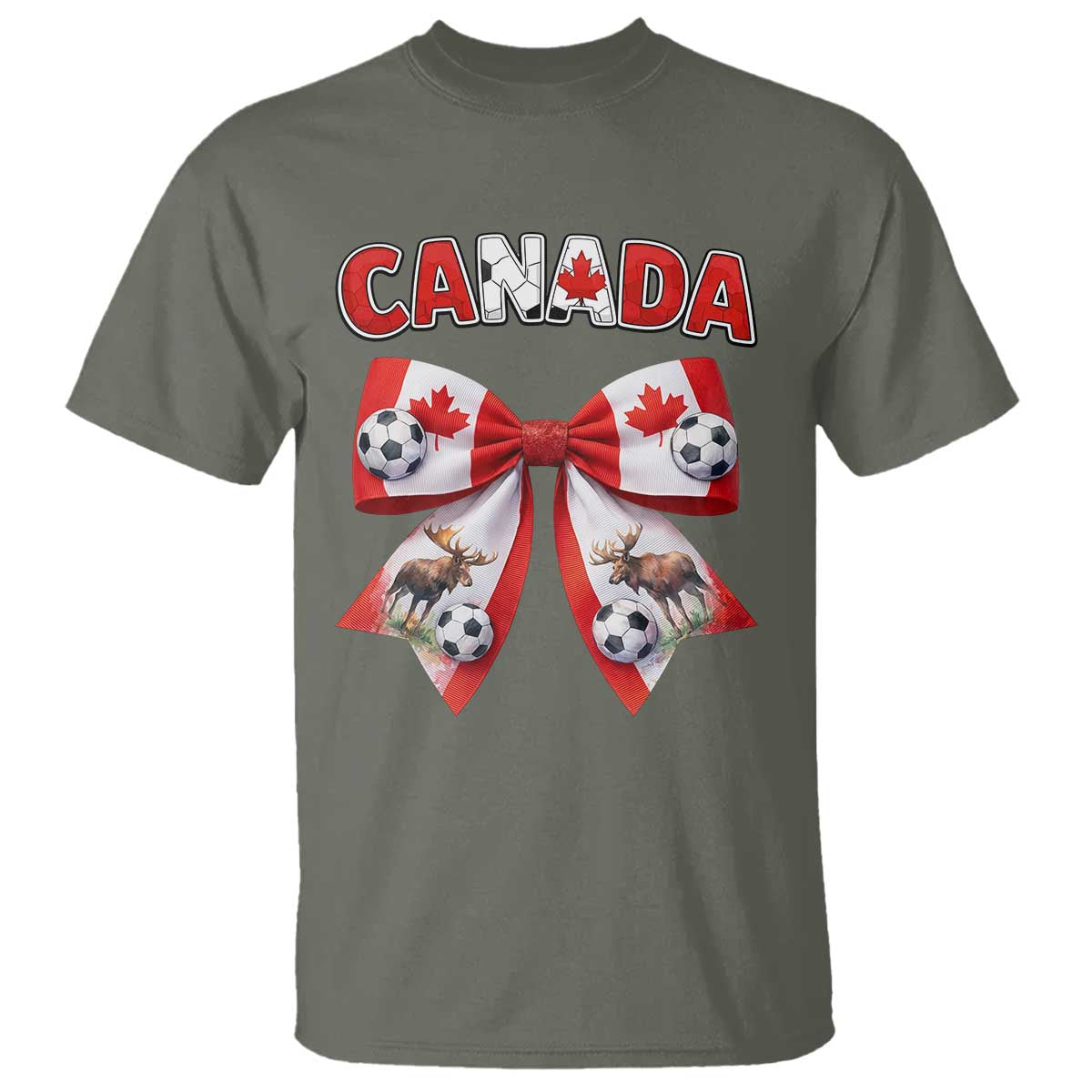 Proud Canadian National Soccer Lover T Shirt Football Fan Gift TS12 Military Green Print Your Wear