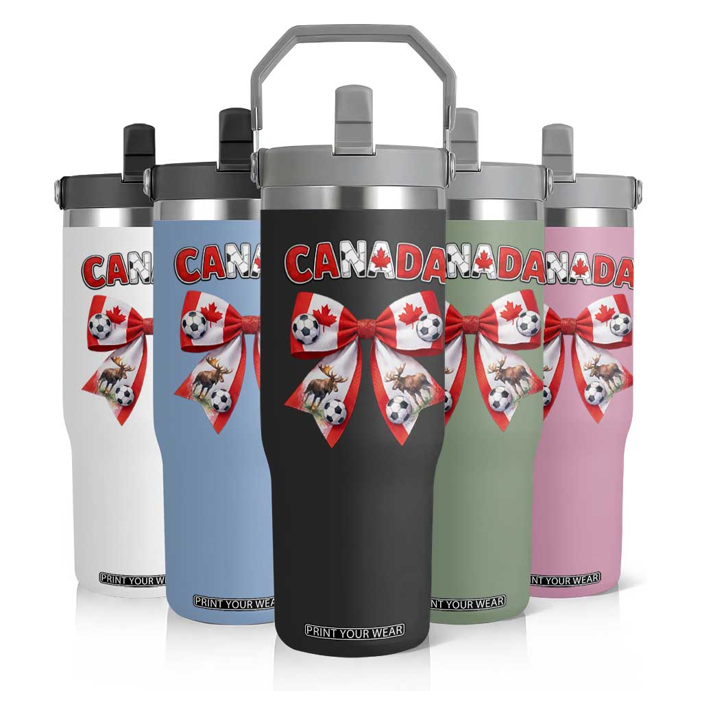 Proud Canadian National Soccer Lover Flip Straw Tumbler Football Fan Gift TS12 Print Your Wear