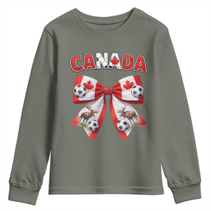 Proud Canadian National Soccer Lover Youth Sweatshirt Football Fan Gift TS12 Military Green Print Your Wear