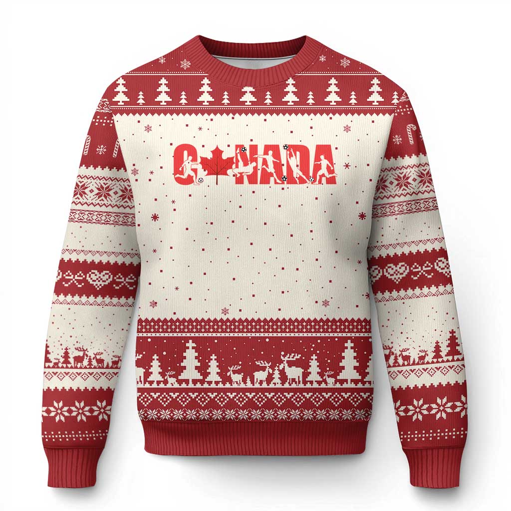 Canada National Soccer Lover Ugly Christmas Sweater Proud Canadian Fan Gift TS12 Beige Red Print Your Wear