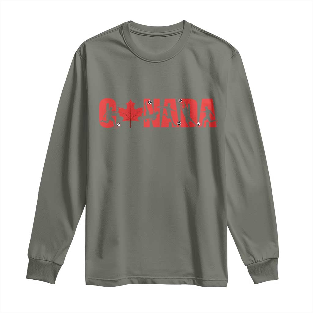 Canada National Soccer Lover Long Sleeve Shirt Proud Canadian Fan Gift TS12 Military Green Print Your Wear