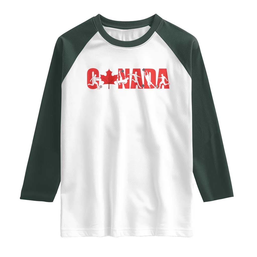 Canada National Soccer Lover Raglan Shirt Proud Canadian Fan Gift TS12 White Dark Forest Green Print Your Wear