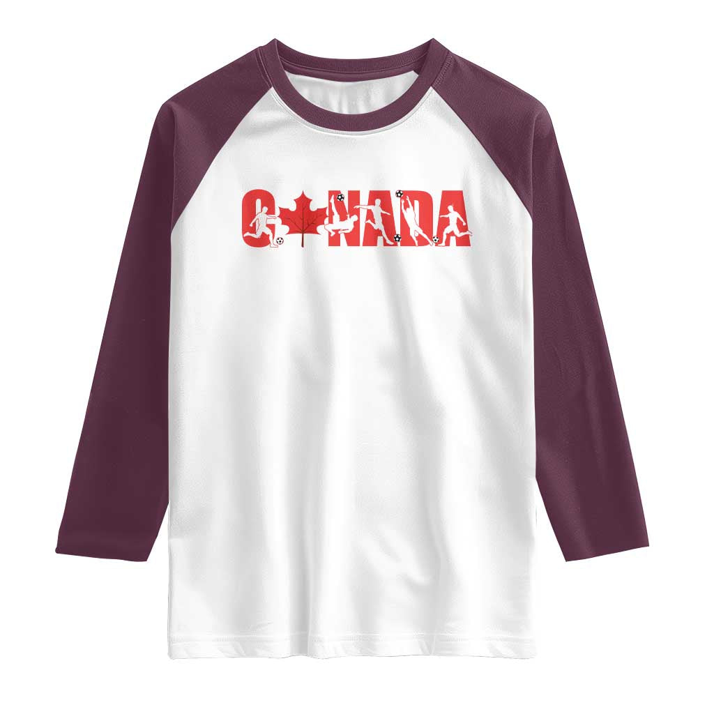 Canada National Soccer Lover Raglan Shirt Proud Canadian Fan Gift TS12 White Maroon Print Your Wear