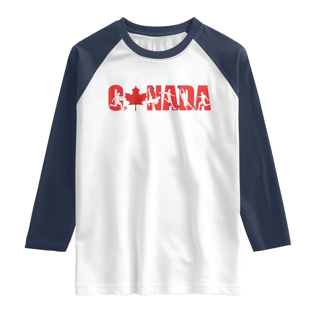 Canada National Soccer Lover Raglan Shirt Proud Canadian Fan Gift TS12 White Navy Print Your Wear