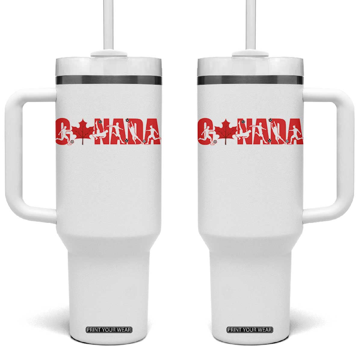 Canada National Soccer Lover Tumbler With Handle Proud Canadian Fan Gift TS12 One Size: 40 oz White Print Your Wear