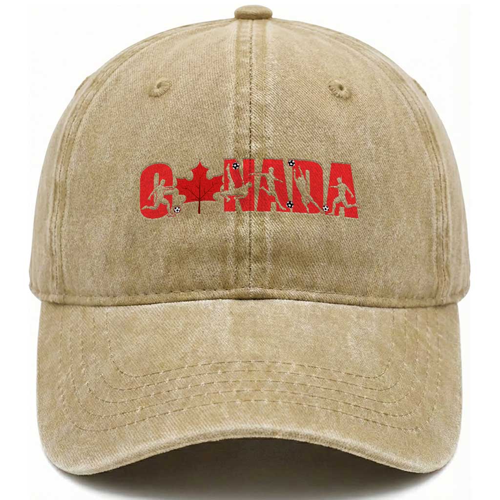 Canada National Soccer Lover Washed Cotton Baseball Cap Proud Canadian Fan Gift TS12 Print Your Wear