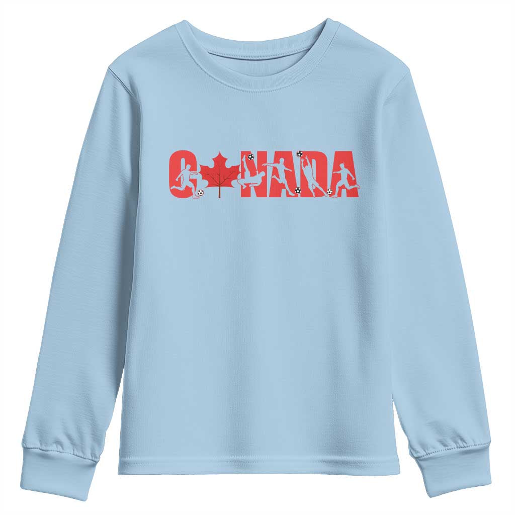 Canada National Soccer Lover Youth Sweatshirt Proud Canadian Fan Gift TS12 Light Blue Print Your Wear