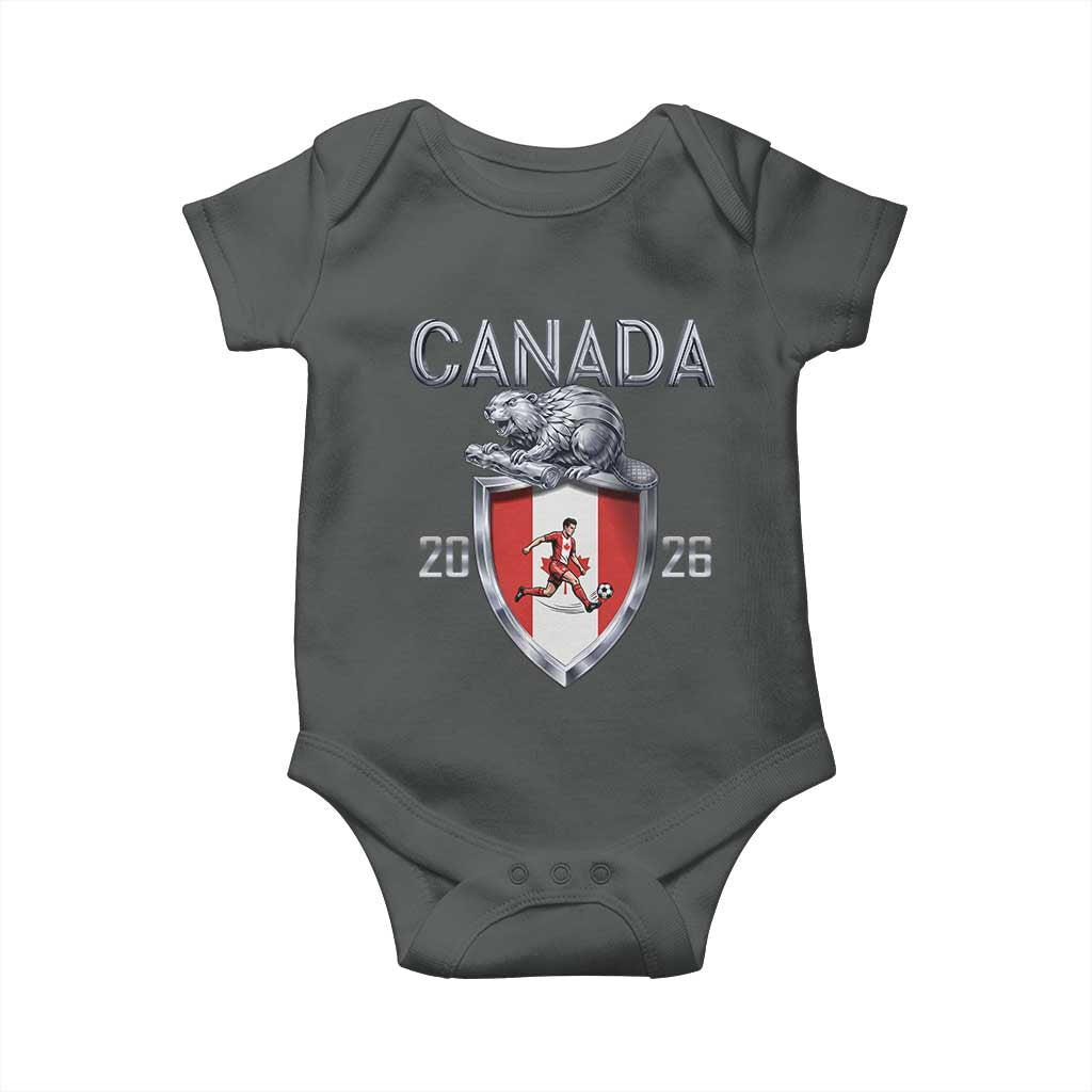 Canada National Soccer Fan Baby Onesie Proud Canadian Gift TS12 Dark Heather Print Your Wear