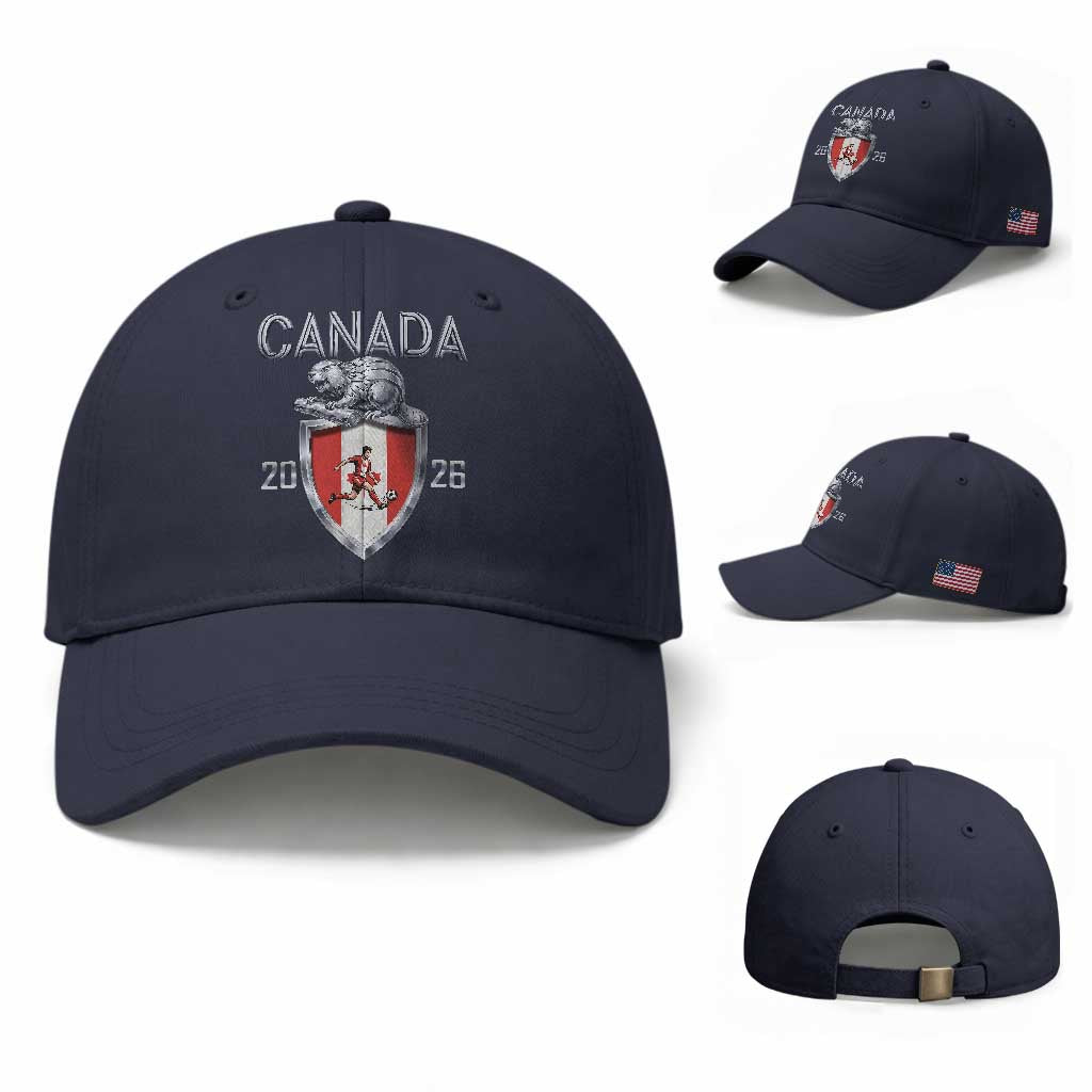 Canada National Soccer Fan Baseball Cap Proud Canadian Gift TS12 Baseball Cap Universal Fit Navy Print Your Wear