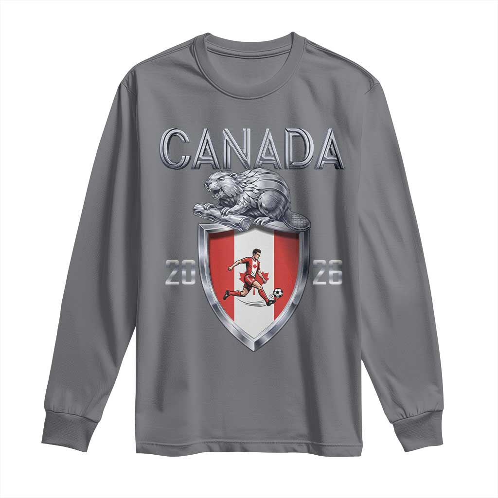 Canada National Soccer Fan Long Sleeve Shirt Proud Canadian Gift TS12 Charcoal Print Your Wear