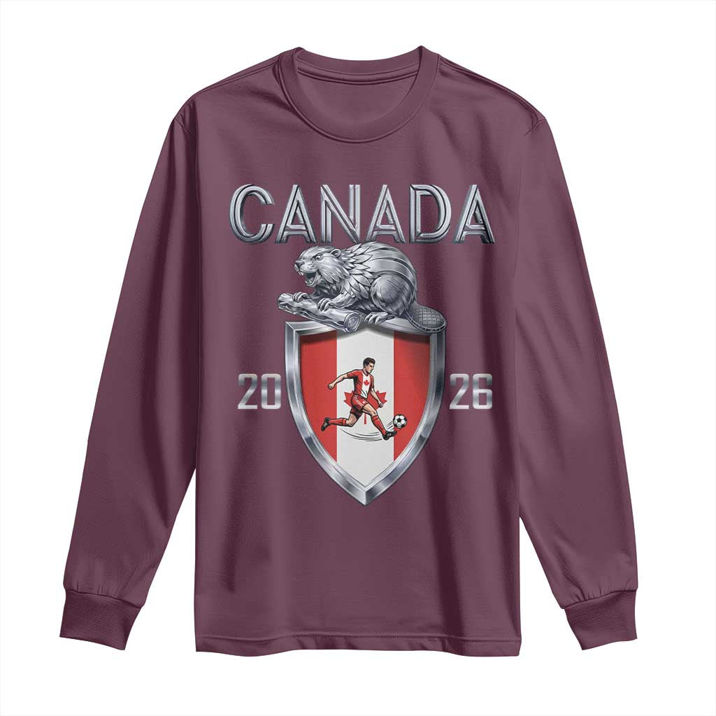 Canada National Soccer Fan Long Sleeve Shirt Proud Canadian Gift TS12 Maroon Print Your Wear