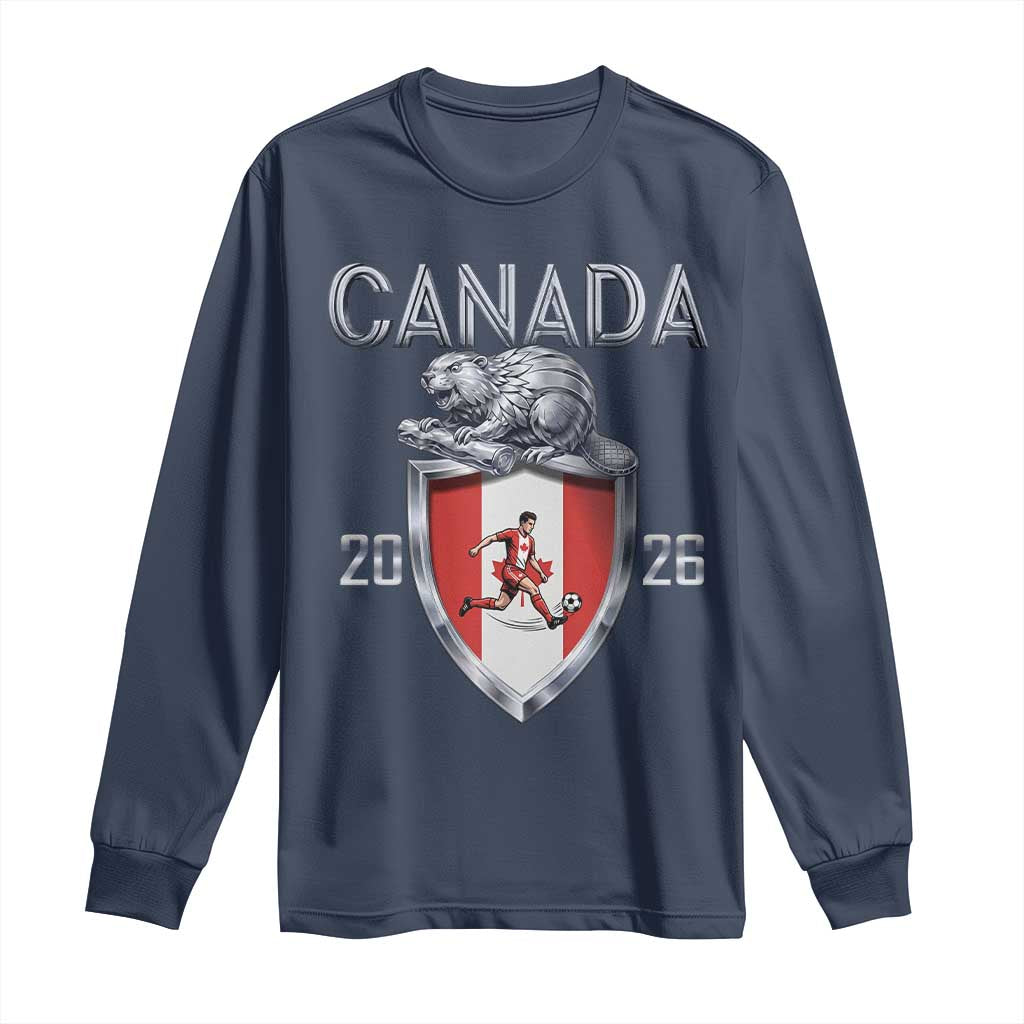Canada National Soccer Fan Long Sleeve Shirt Proud Canadian Gift TS12 Navy Print Your Wear