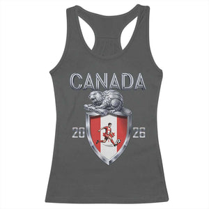 Canada National Soccer Fan Racerback Tank Top Proud Canadian Gift TS12 Dark Heather Print Your Wear
