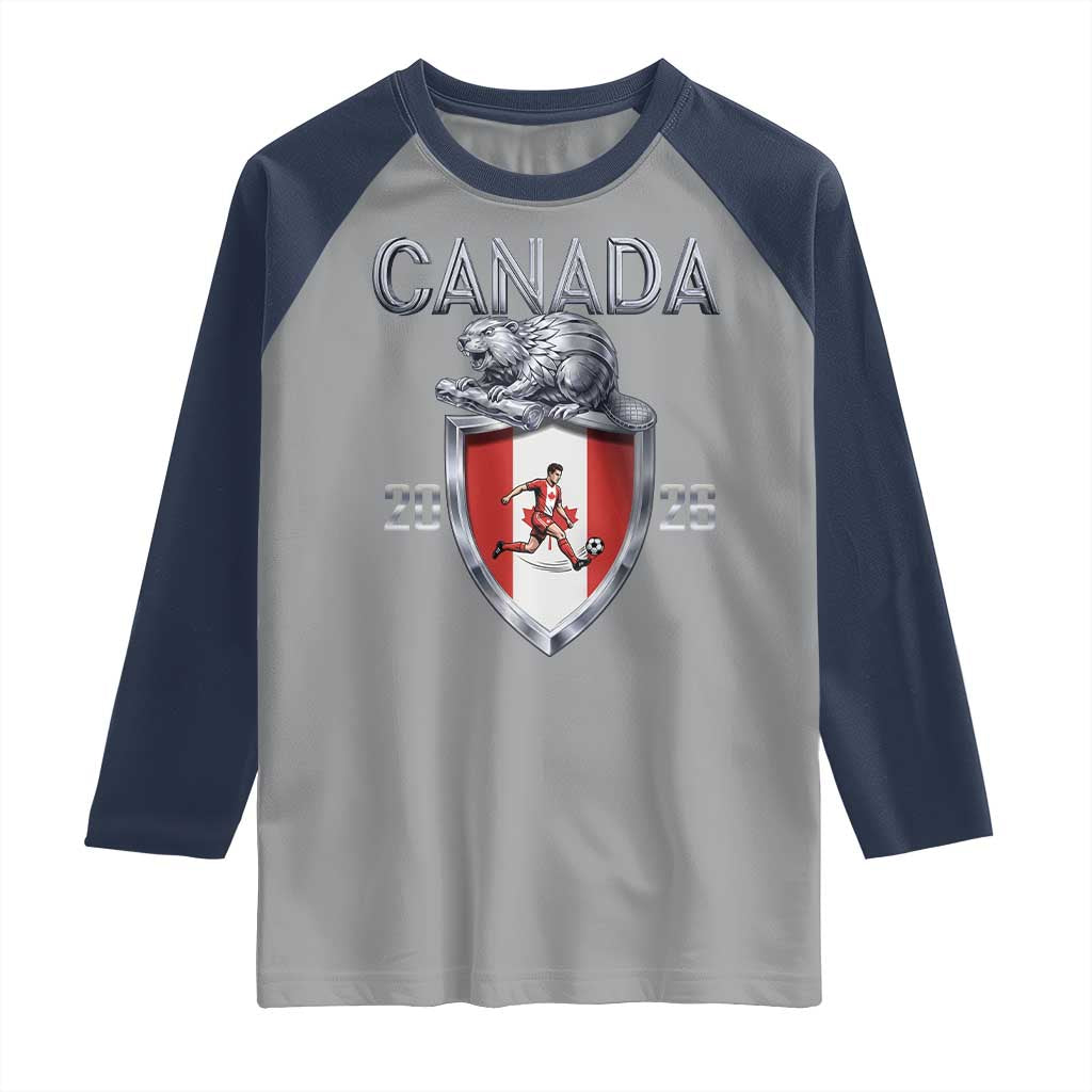 Canada National Soccer Fan Raglan Shirt Proud Canadian Gift TS12 Sport Gray Navy Print Your Wear