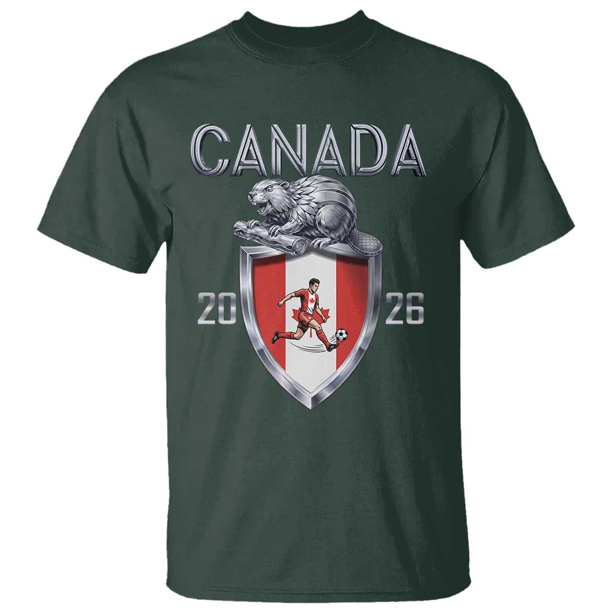 Canada National Soccer Fan T Shirt Proud Canadian Gift TS12 Dark Forest Green Print Your Wear
