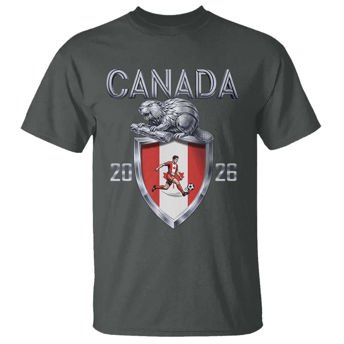 Canada National Soccer Fan T Shirt Proud Canadian Gift TS12 Dark Heather Print Your Wear