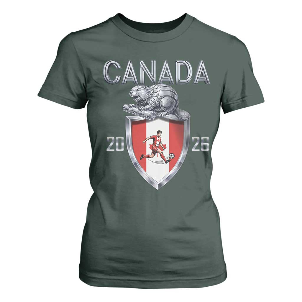 Canada National Soccer Fan T Shirt For Women Proud Canadian Gift TS12 Dark Forest Green Print Your Wear