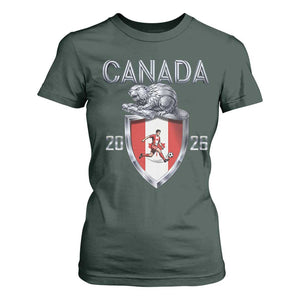Canada National Soccer Fan T Shirt For Women Proud Canadian Gift TS12 Dark Forest Green Print Your Wear