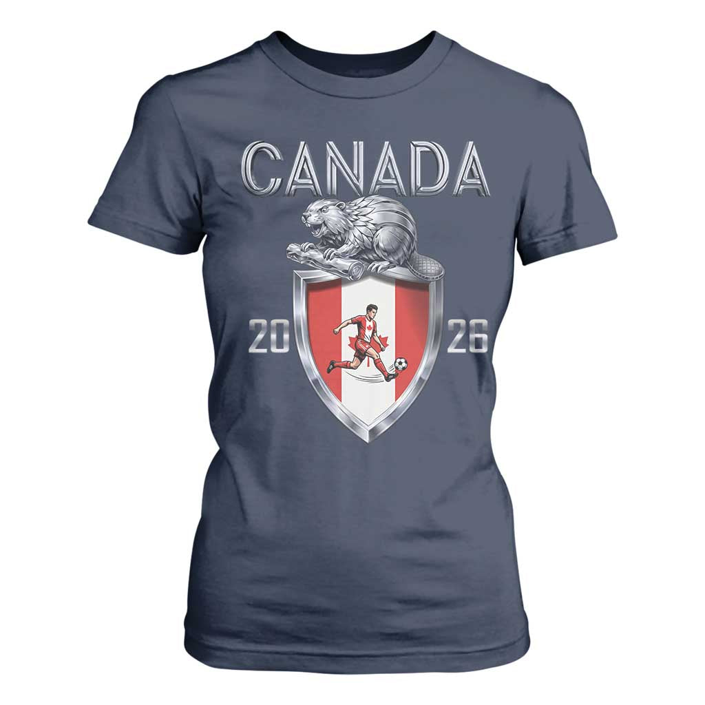 Canada National Soccer Fan T Shirt For Women Proud Canadian Gift TS12 Navy Print Your Wear