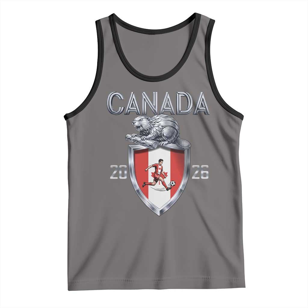 Canada National Soccer Fan Tank Top Proud Canadian Gift TS12 Deep Heather Black Print Your Wear