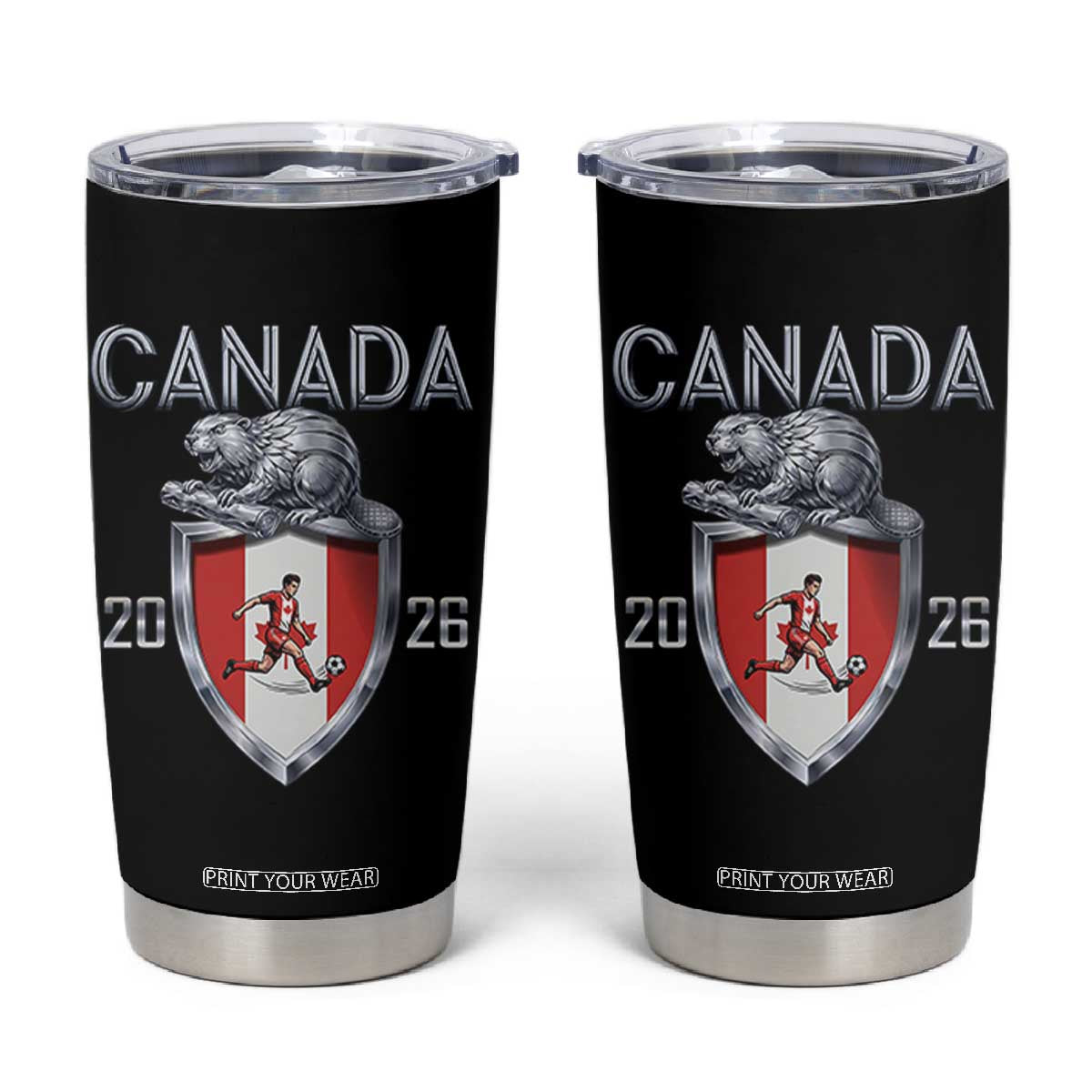 Canada National Soccer Fan Tumbler Cup Proud Canadian Gift TS12 Black Print Your Wear