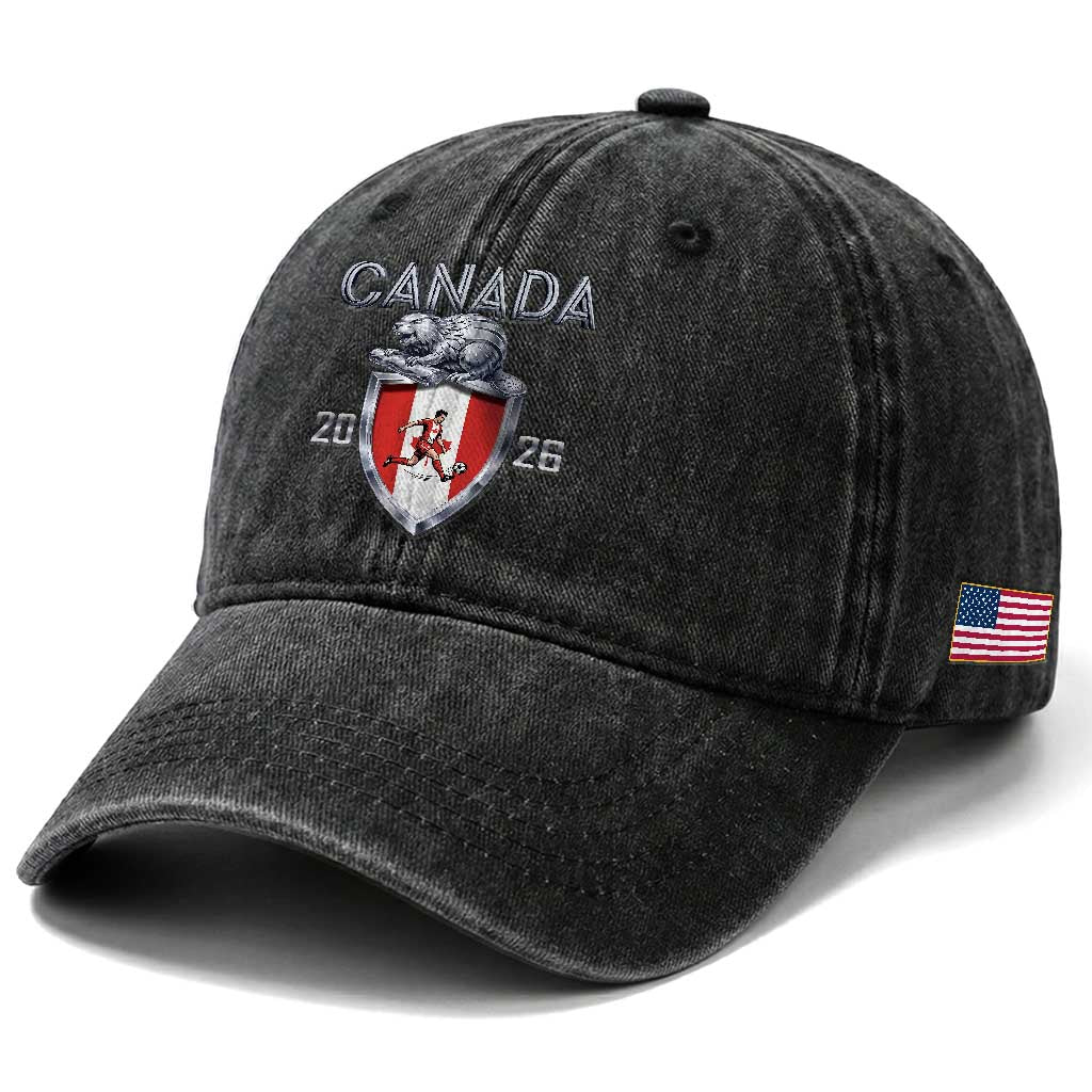 Canada National Soccer Fan Washed Cotton Baseball Cap Proud Canadian Gift TS12 Print Your Wear