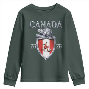 Canada National Soccer Fan Youth Sweatshirt Proud Canadian Gift TS12 Dark Forest Green Print Your Wear