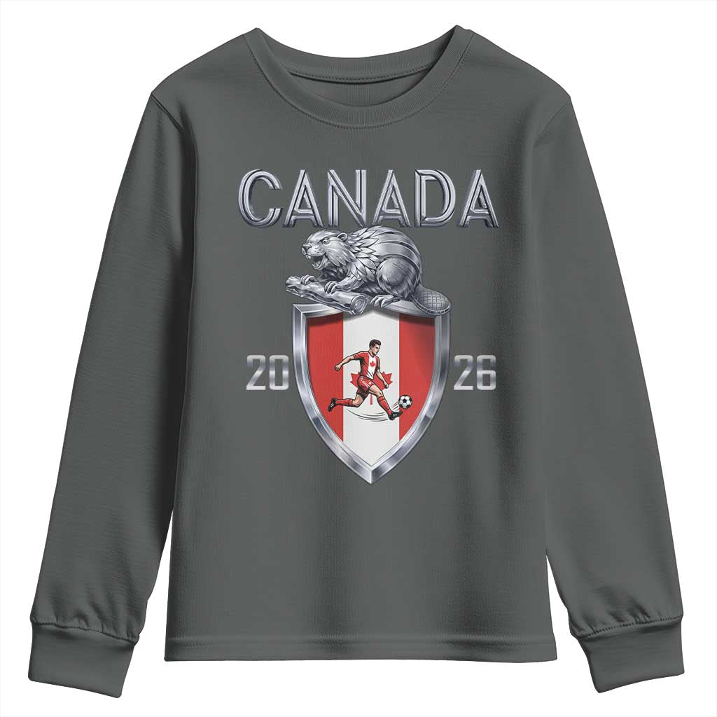 Canada National Soccer Fan Youth Sweatshirt Proud Canadian Gift TS12 Dark Heather Print Your Wear