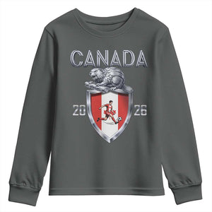 Canada National Soccer Fan Youth Sweatshirt Proud Canadian Gift TS12 Dark Heather Print Your Wear