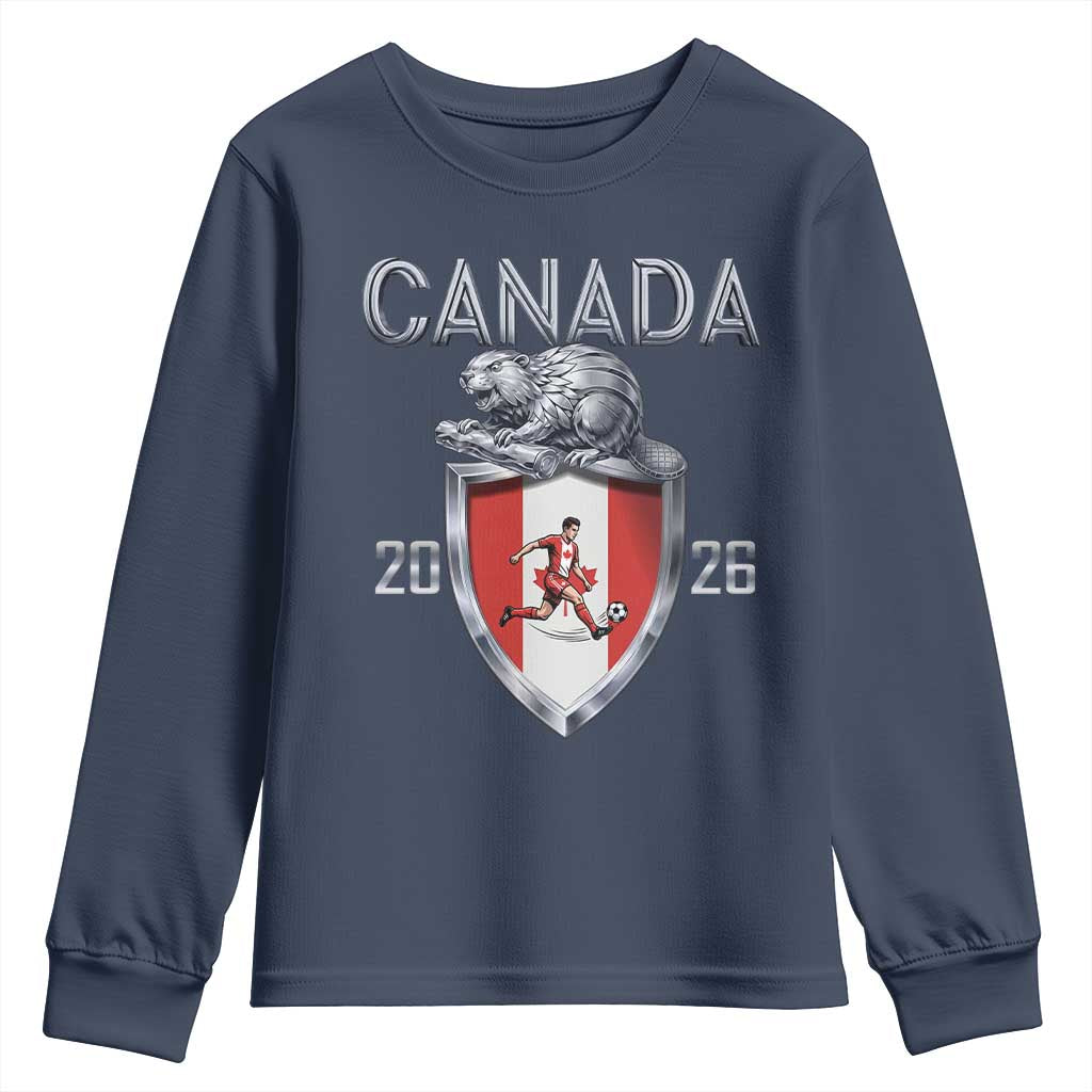 Canada National Soccer Fan Youth Sweatshirt Proud Canadian Gift TS12 Navy Print Your Wear