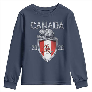 Canada National Soccer Fan Youth Sweatshirt Proud Canadian Gift TS12 Navy Print Your Wear