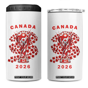 Proud Canada National Soccer Fan 2026 Patriotic Gift 4 in 1 Can Cooler Tumbler TS12 One Size: 16 oz White Print Your Wear