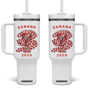 Proud Canada National Soccer Fan 2026 Patriotic Gift Tumbler With Handle TS12 One Size: 40 oz White Print Your Wear
