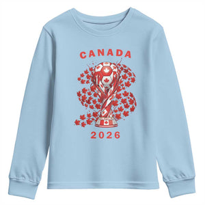 Proud Canada National Soccer Fan 2026 Patriotic Gift Youth Sweatshirt TS12 Light Blue Print Your Wear