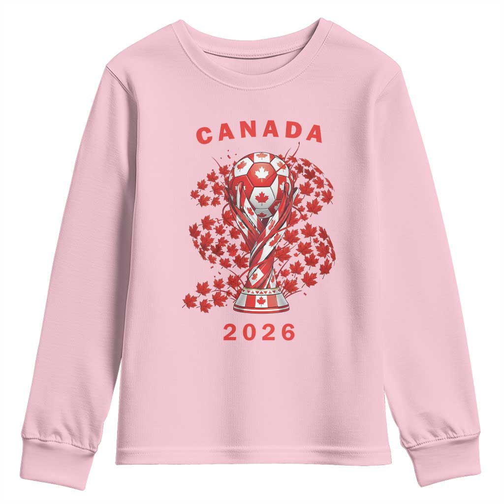 Proud Canada National Soccer Fan 2026 Patriotic Gift Youth Sweatshirt TS12 Light Pink Print Your Wear