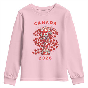 Proud Canada National Soccer Fan 2026 Patriotic Gift Youth Sweatshirt TS12 Light Pink Print Your Wear