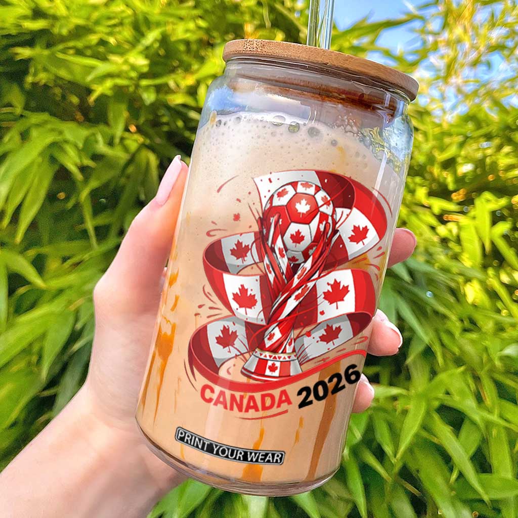 Canada Soccer Fan Glass Can International Football Lover Gift TS12 White Print Your Wear