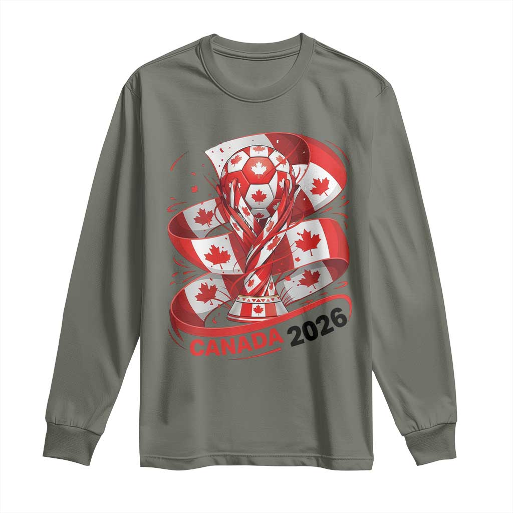Canada Soccer Fan Long Sleeve Shirt International Football Lover Gift TS12 Military Green Print Your Wear