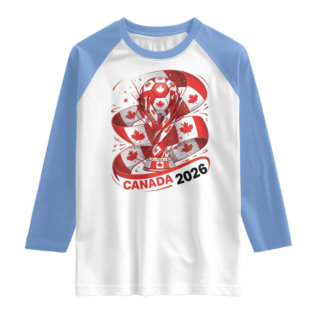 Canada Soccer Fan Raglan Shirt International Football Lover Gift TS12 White Carolina Blue Print Your Wear