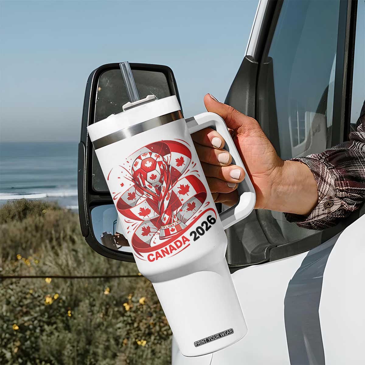 Canada Soccer Fan Tumbler With Handle International Football Lover Gift TS12 Print Your Wear