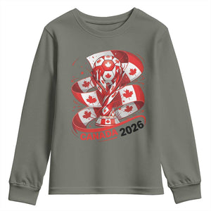 Canada Soccer Fan Youth Sweatshirt International Football Lover Gift TS12 Military Green Print Your Wear